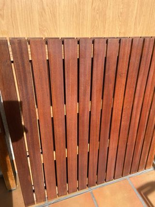 3 baldosas madera wengue para jadin.