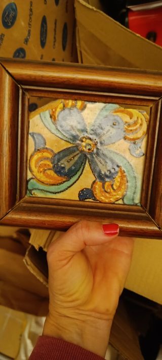 Azulejo cerámica valenciana marco madera