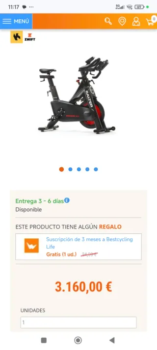 Bicicleta Spinning salter k4 m060
