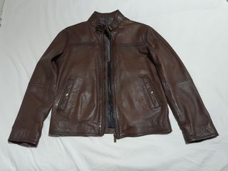 Cazadora de piel Massimo Dutti marrón talla M