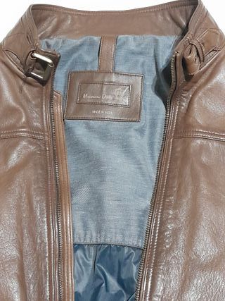 Cazadora de piel Massimo Dutti marrón talla M