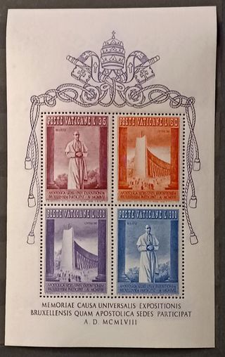 Sello. Vaticano. 1958 Exposición Bruselas.MNH