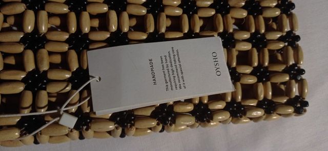 Bolso de abalorios de madera Oysho