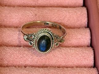 Anillo plata con labradorita