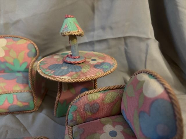 Barbie/bamboline - Salotto anni 70 in stoffa