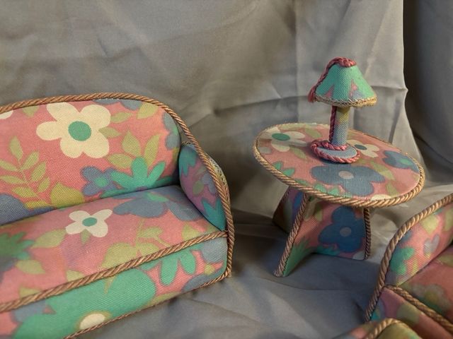 Barbie/bamboline - Salotto anni 70 in stoffa