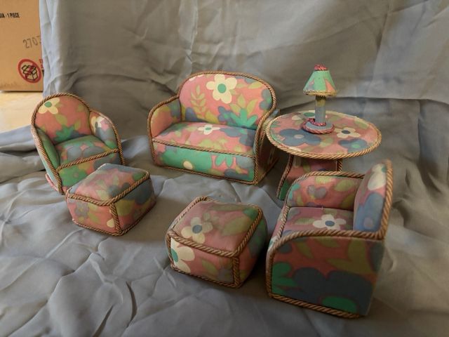 Barbie/bamboline - Salotto anni 70 in stoffa