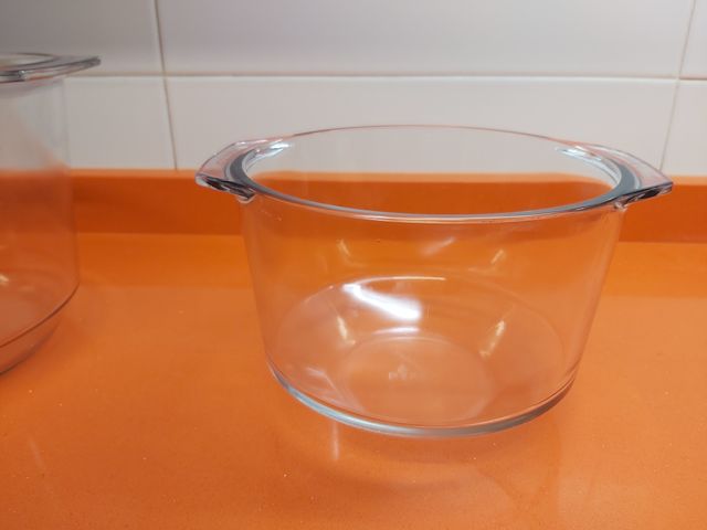 Lote de 2 cazuelas altas con asas de cristal Pyrex