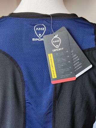 Maglietta uomo sportiva nera e blu. AMZ Sport. L