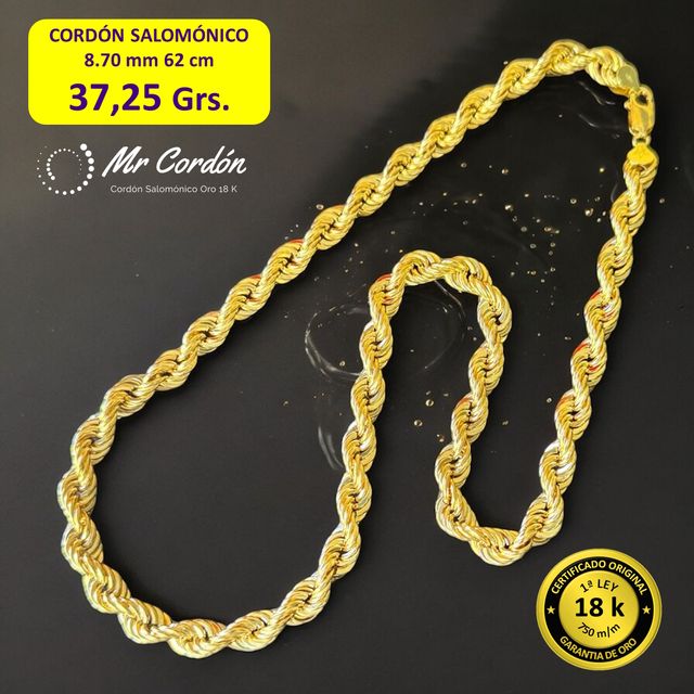 Collar Cordón Salomónico 8.70 mm Oro 18 Kilates
