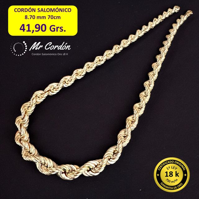 Collar Cordón Salomónico 8.70 mm Oro 18 Kilates