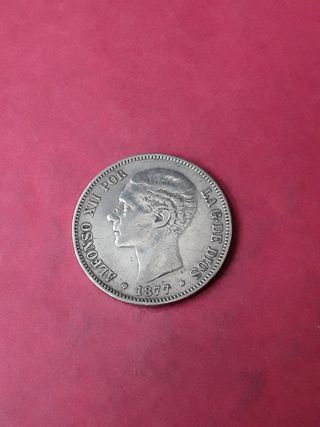 5 PESETAS PLATA 1877 ALFONSO XII