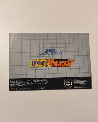 Manual Dynamite Headdy Sega Game Gear