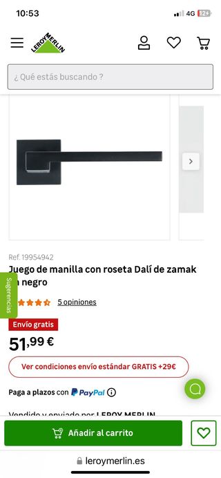 Juego manillas/tirador puerta negro