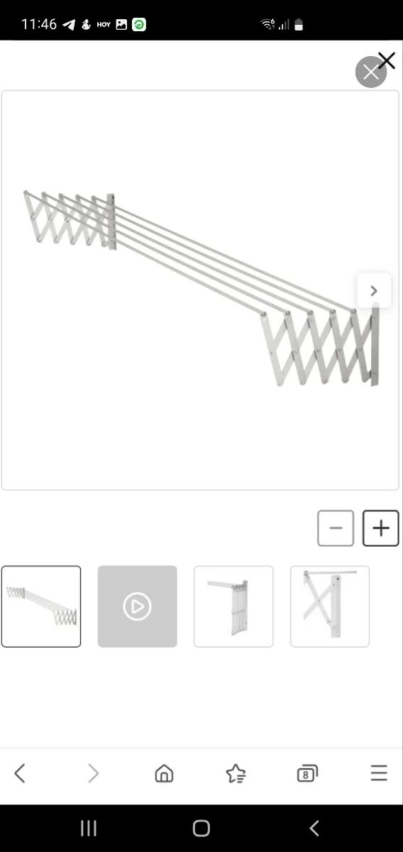 Tendedero de pared de acero en blanco