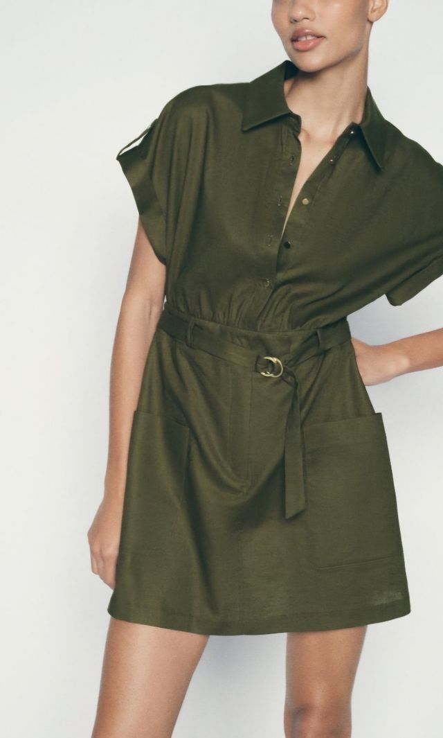 Vestido camisero lino Zara