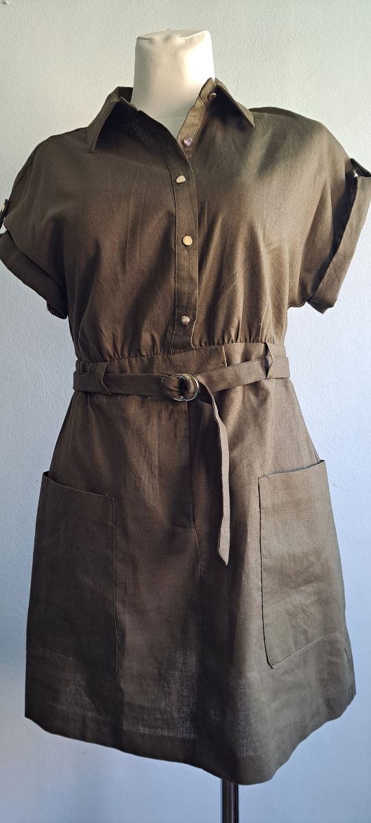 Vestido camisero lino Zara