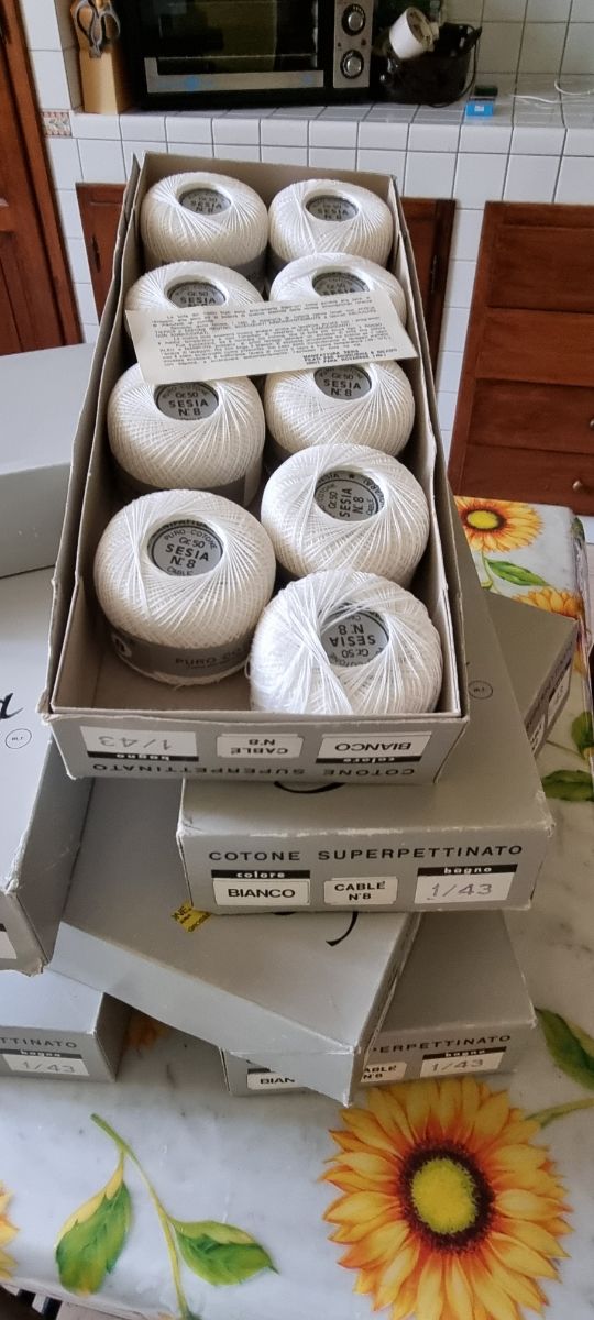 N. 8 scatole cotone cablé Sesia bianco