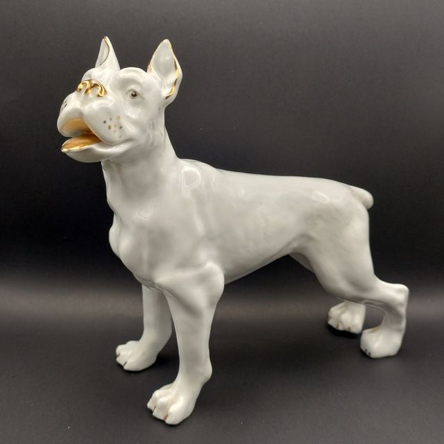 Cane boxer in porcellana vintage