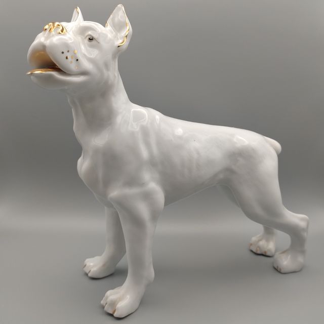 Cane boxer in porcellana vintage