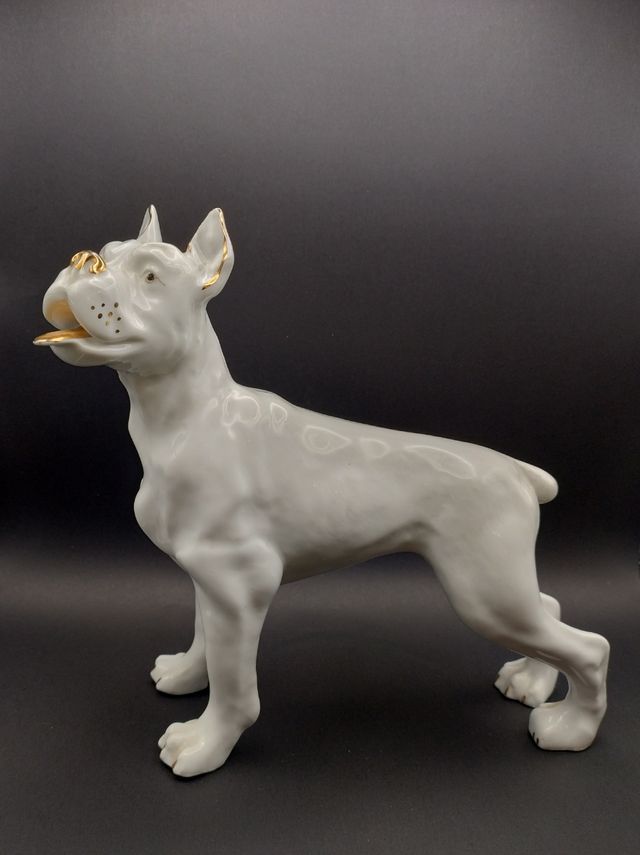 Cane boxer in porcellana vintage