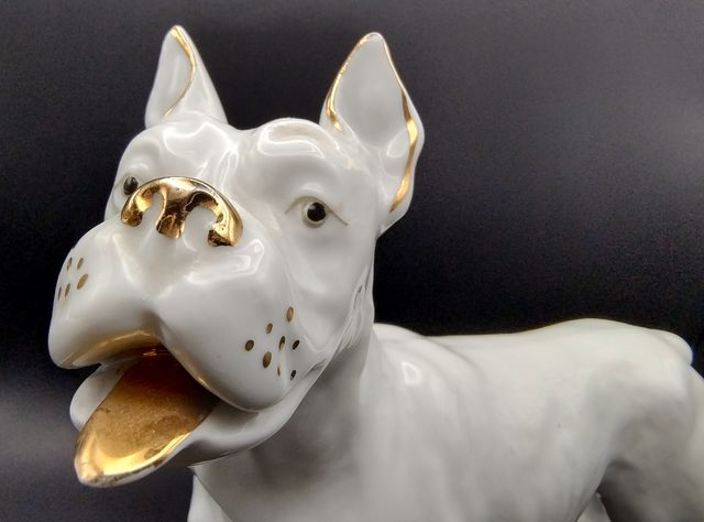 Cane boxer in porcellana vintage