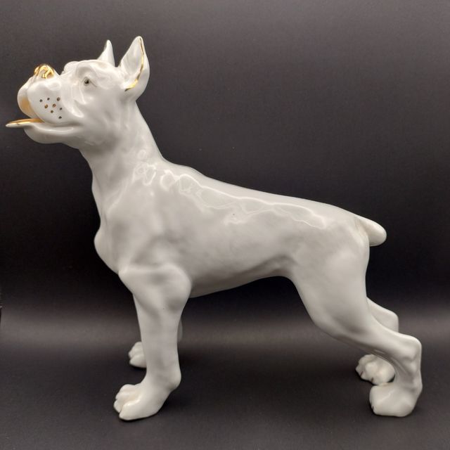 Cane boxer in porcellana vintage