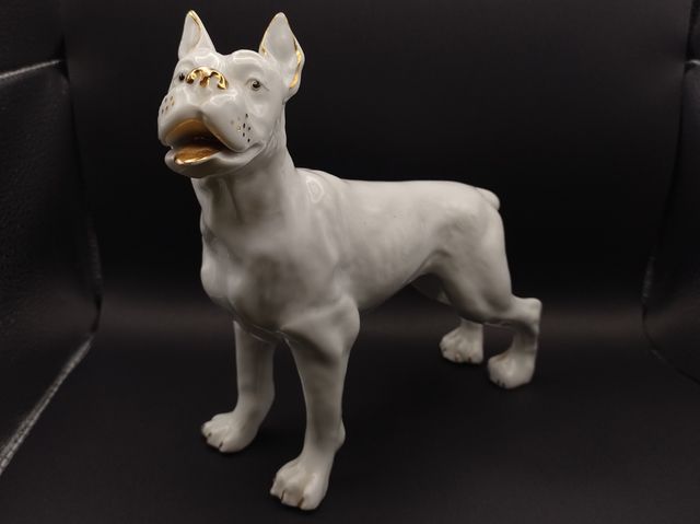 Cane boxer in porcellana vintage