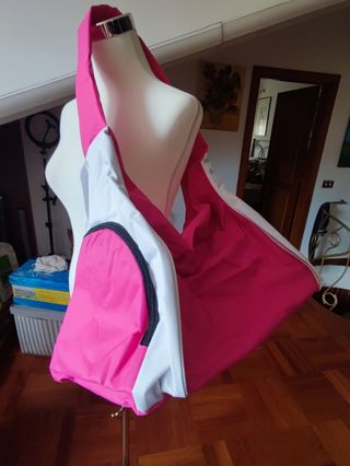 Borsone da palestra fucsia e bianco