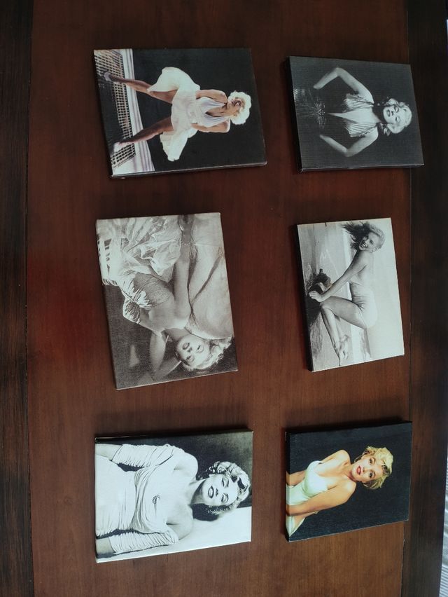 Lote 6 cuadros de Marilyn Monroy 15x20