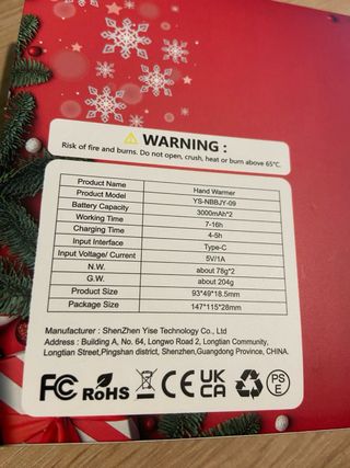 Calentador de manos recargable