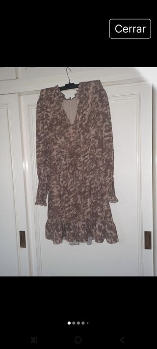 vestido cocktel gasa animal print