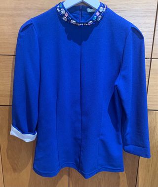 Camisa mujer con cuello de pedreria talla L