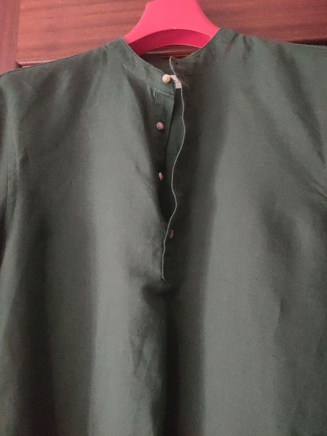 Camisa verde hombre lino
