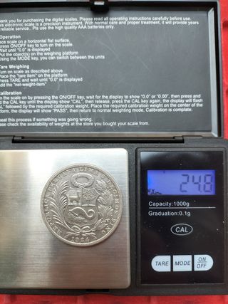 PERÙ UN SOL 1924 - MONETA ARGENTO SPLENDIDA..