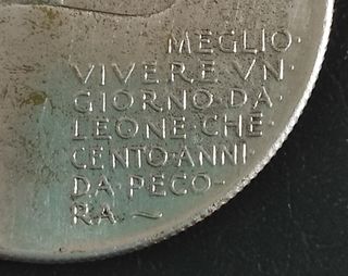 Moneta commemorativa 20 lire 1943 "Mussolini"