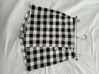 Falda pantalón de cuadros vichy negro y blanco