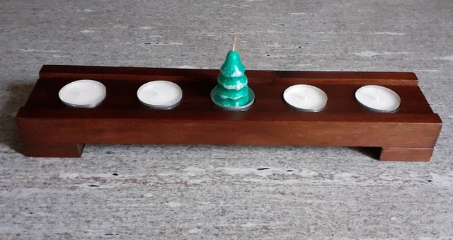 Porta Candele / Tealight in legno massello di noce