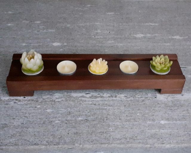 Porta Candele / Tealight in legno massello di noce