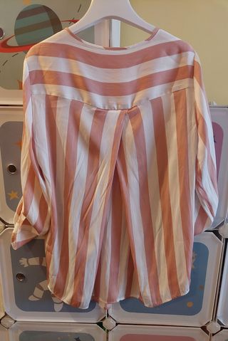 Camiseta mujer Stradivarius de rayas rosa y blanc