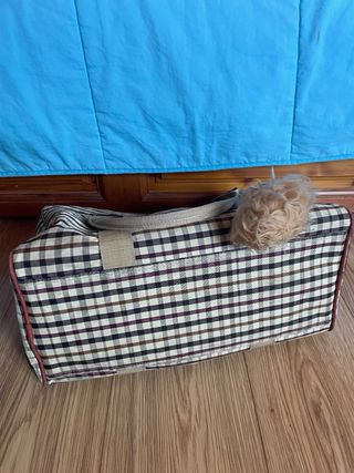 bolsa fin de semana viaje campo cuadros marron