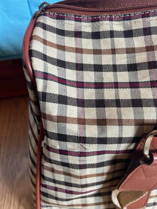 bolsa fin de semana viaje campo cuadros marron