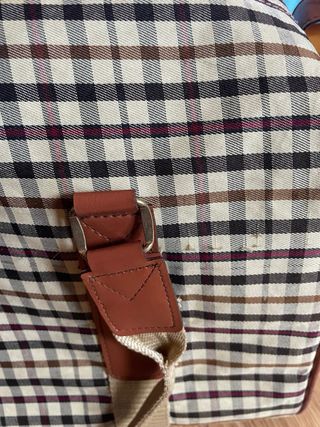 bolsa fin de semana viaje campo cuadros marron