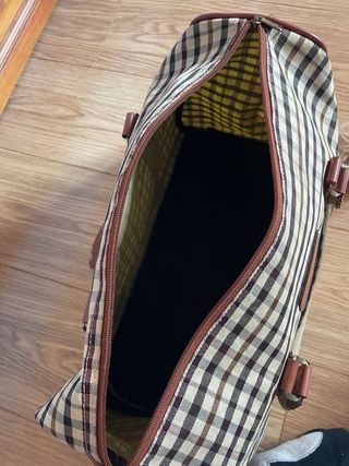 bolsa fin de semana viaje campo cuadros marron