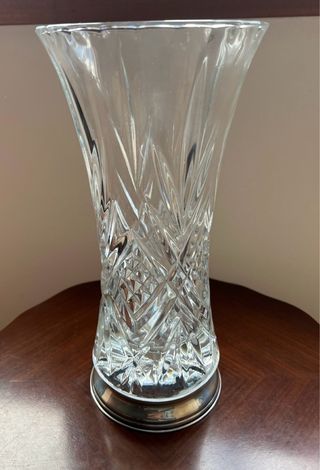 Jarron cristal con pie de plata