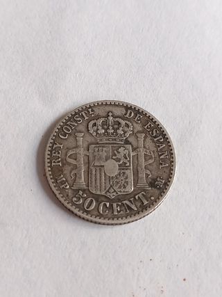 España 50 cent 1889 moneda de plata 