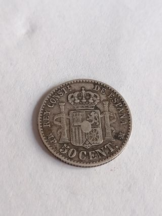 España 50 cent 1889 moneda de plata 