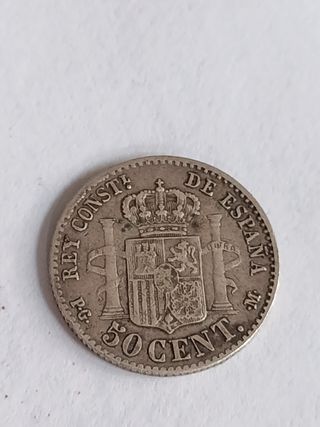 50 cent 1892 monedas de plata España 