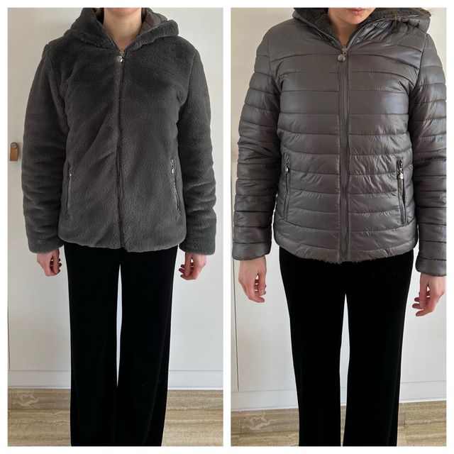 Chaqueta reversible de chica gris