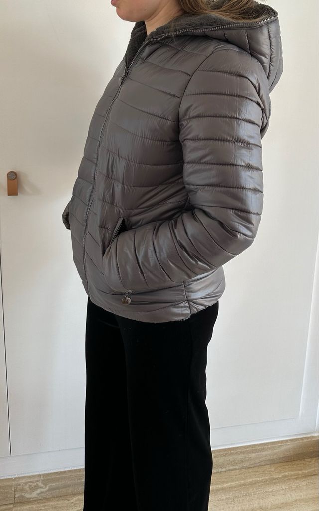 Chaqueta reversible de chica gris